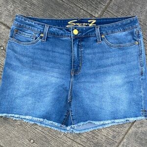 NWOT Seven7 Blue Jean Shorts with Frayed Hem